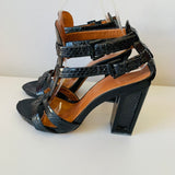 Modern Vintage Rabelle T-Strap Black Leather Sandals Size 37.5