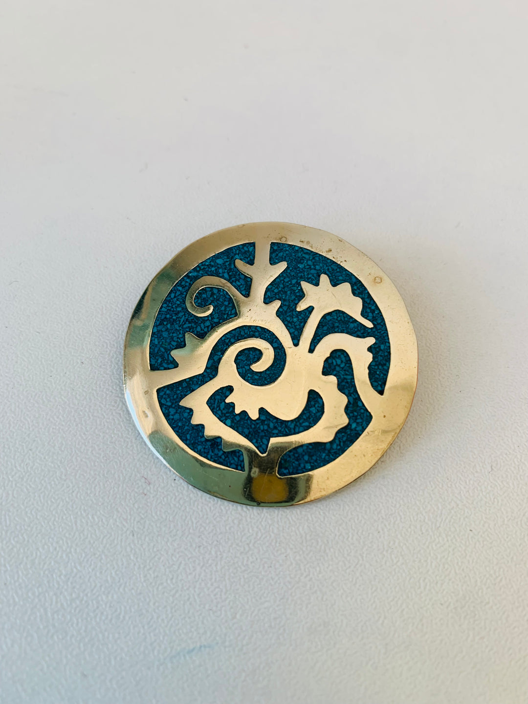 Vintage Aztec Insipred Sterling Silver Brooch