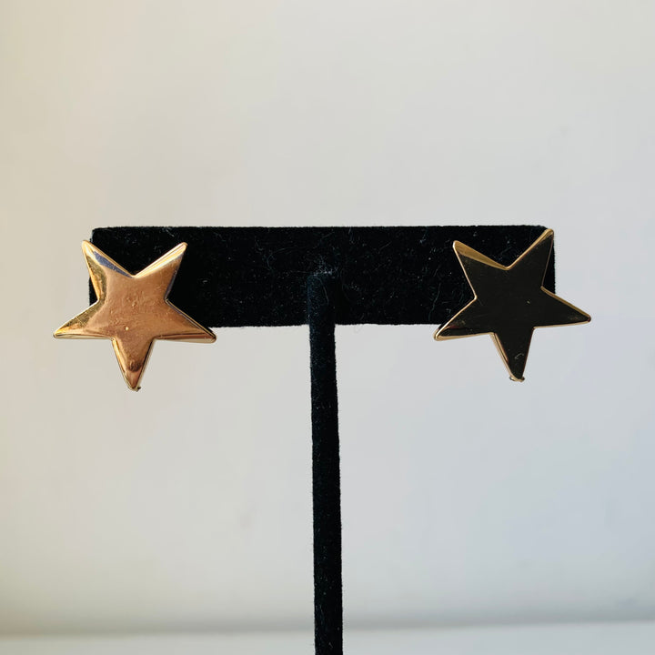 Gold Tone Star Pierced Earrings