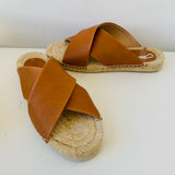 Soludos Criss Cross Platform Sandal Leather Tan Size 8