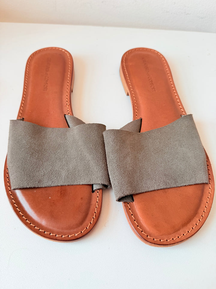 Creatures Of Comfort Brown/Grey Suede Slides Size 40
