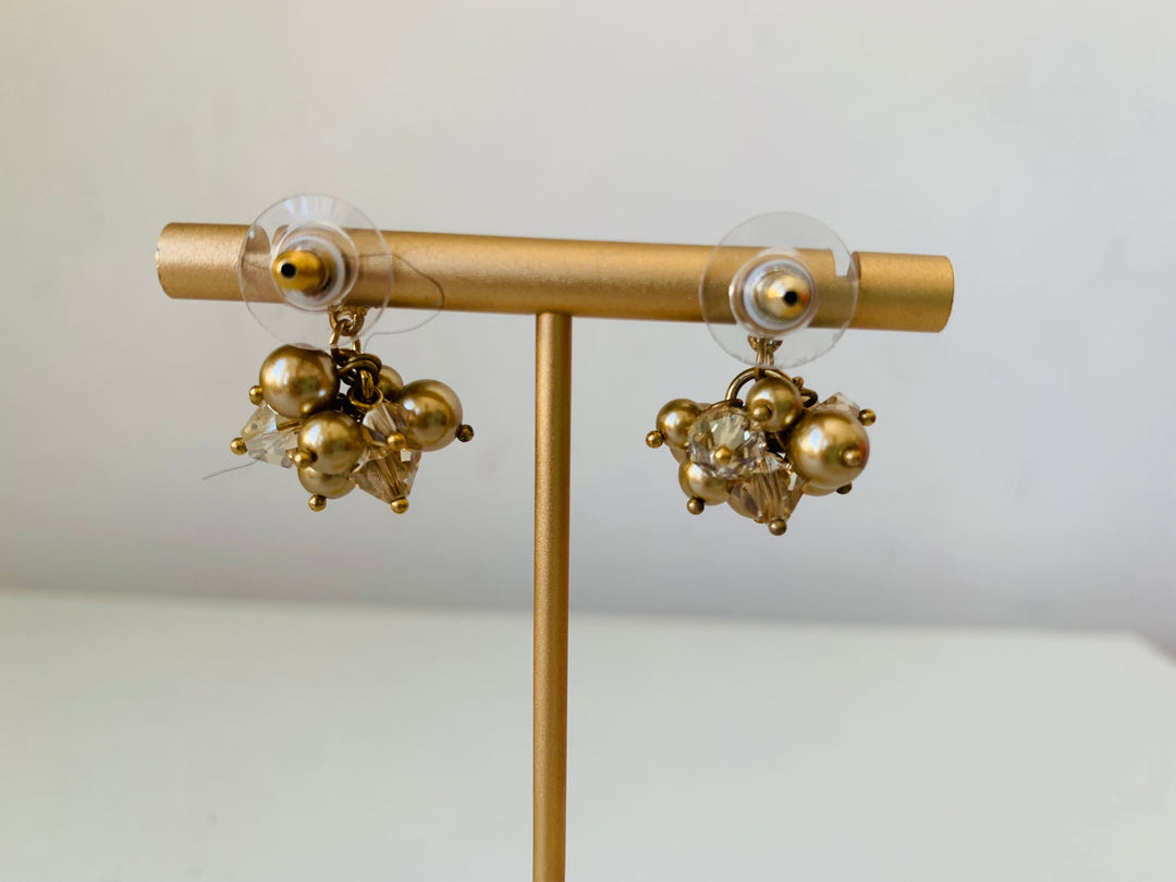 Givenchy New With Tags Gold Bead & Rhinestone Earrings