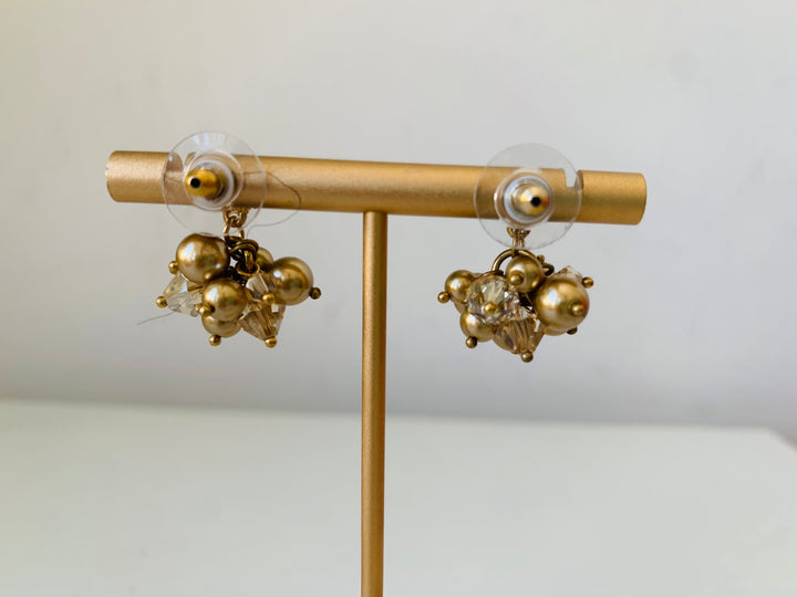 Givenchy New With Tags Gold Bead & Rhinestone Earrings