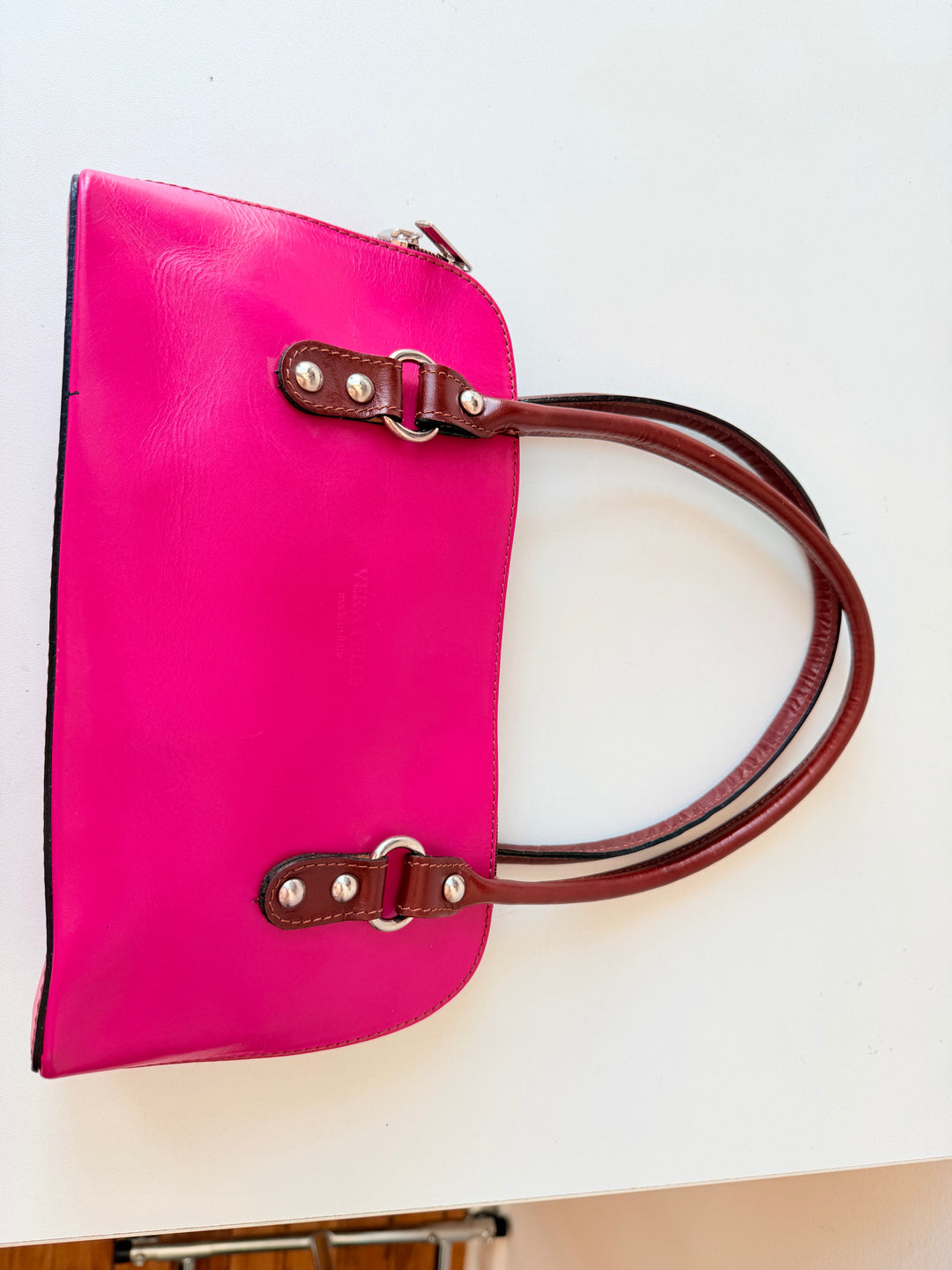 Vera Pelle Hot Pink Leather Handbag