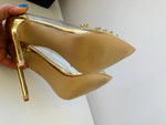 JFS Gold Rivet Embellished Leatherette Stiletto Pump Size 8