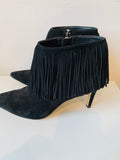 Sam Edelman Black Suede Kandice Fringe Booties Size 8