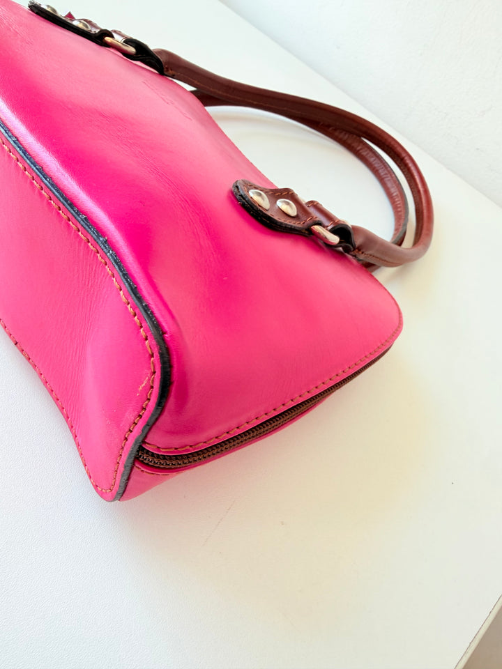 Vera Pelle Hot Pink Leather Handbag
