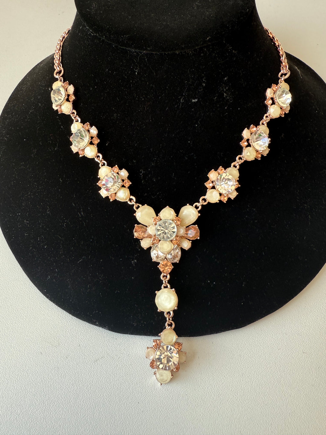 Charter Club Peach Rhinestone Statement Necklace