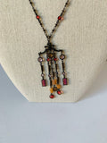 Liz Palacios Pink and Orange Dangle Necklace