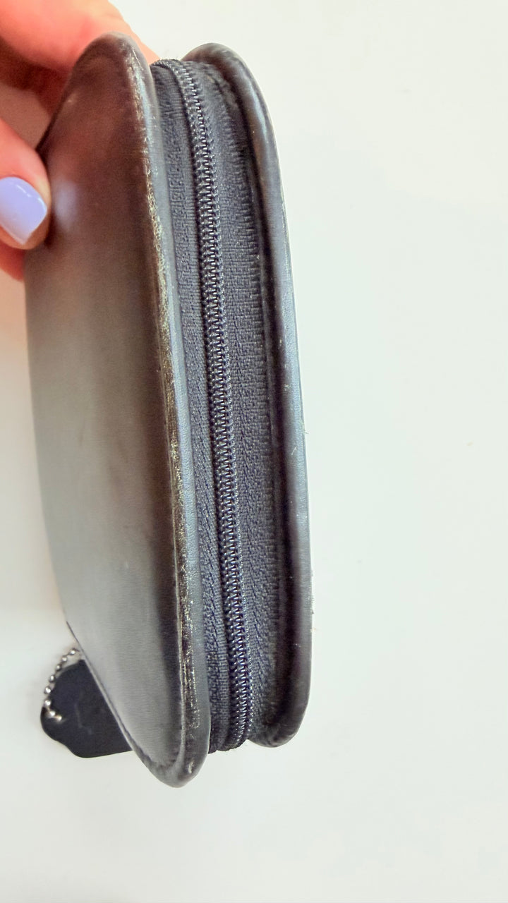 Coach Black Leather Zip Around Vintage Wallet/Coin Purse