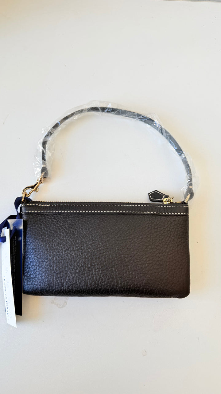 Dooney & Bourke Black Pebble Grain Large Slim Wristlet NWT