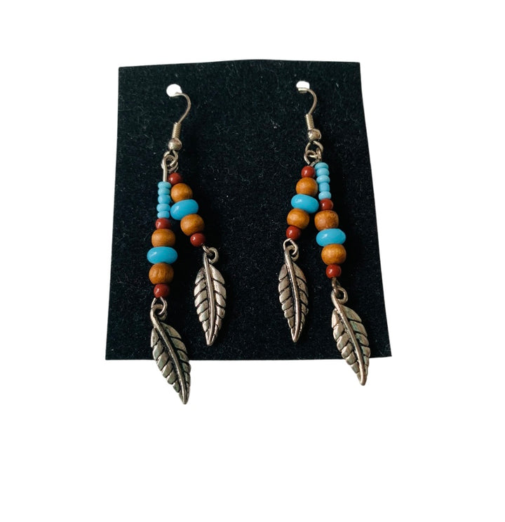 Beaded Fishook Style Pierced Earrings