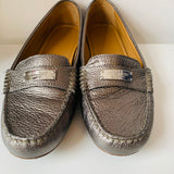 Coach Pewter Metallic Leather Driving Moccasin Women’s Size 8.5