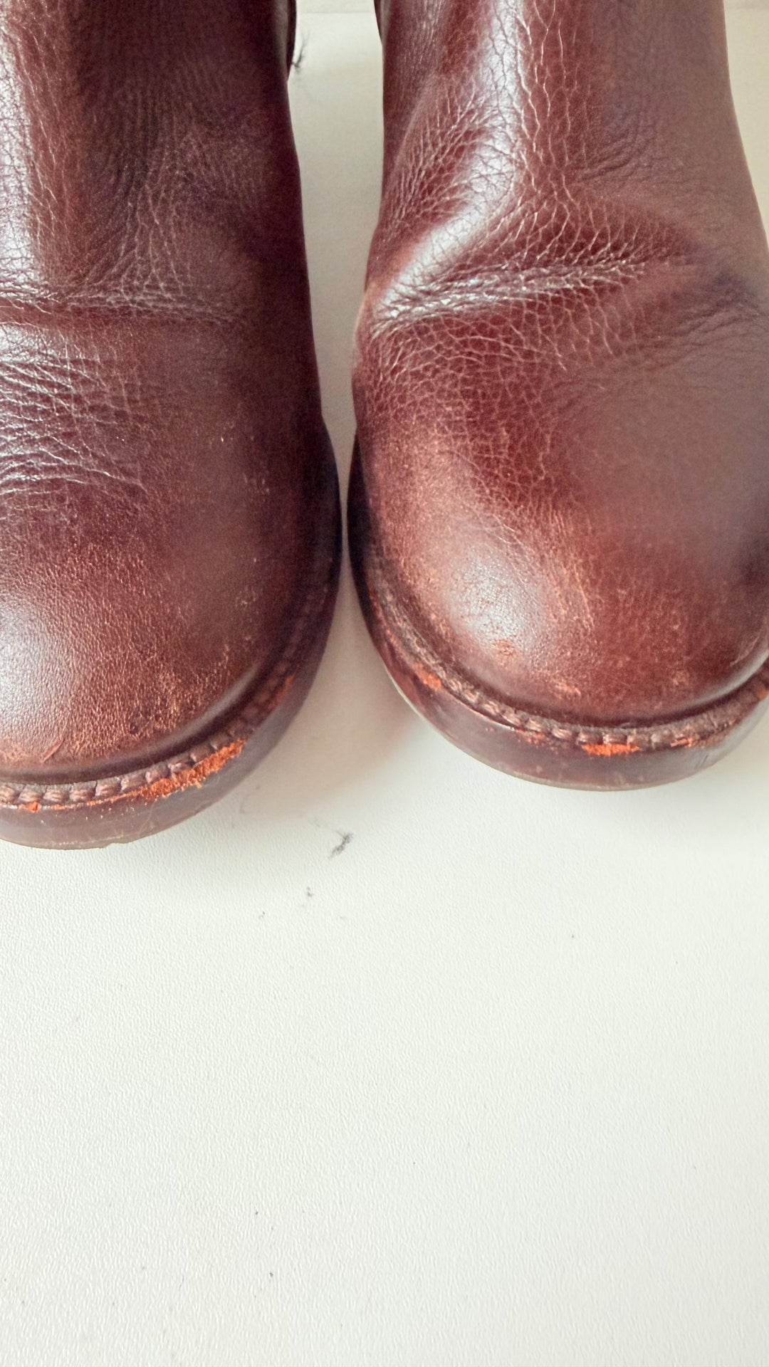 Tory Burch Joanna Pebbled Brown Leather Riding Boots Size 8.5