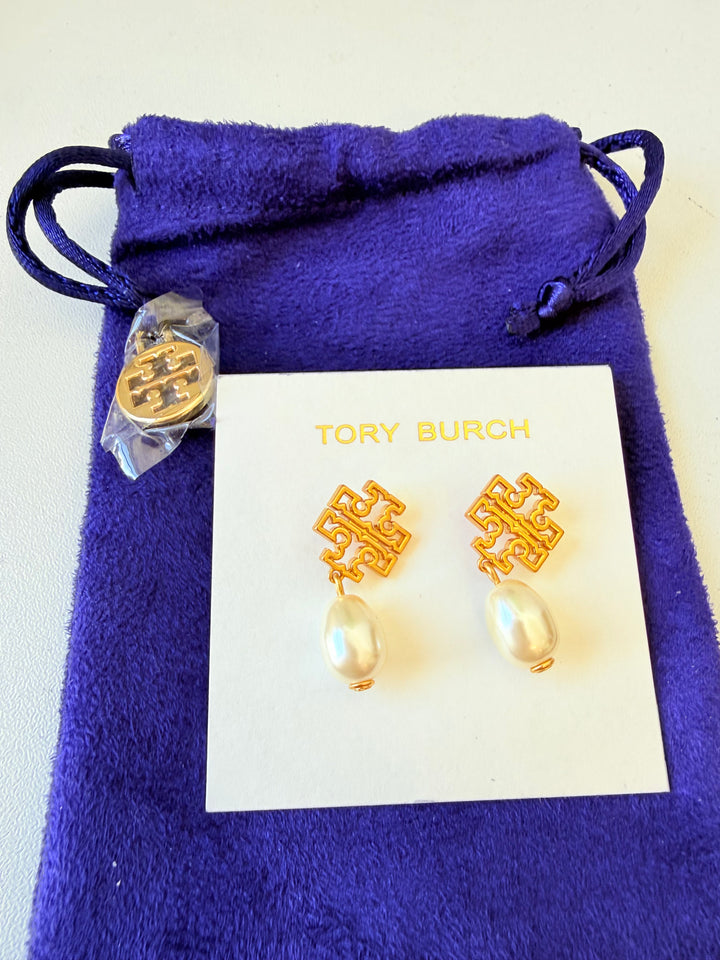 Tory Burch Britten Pearl Drop Pierced Earrings