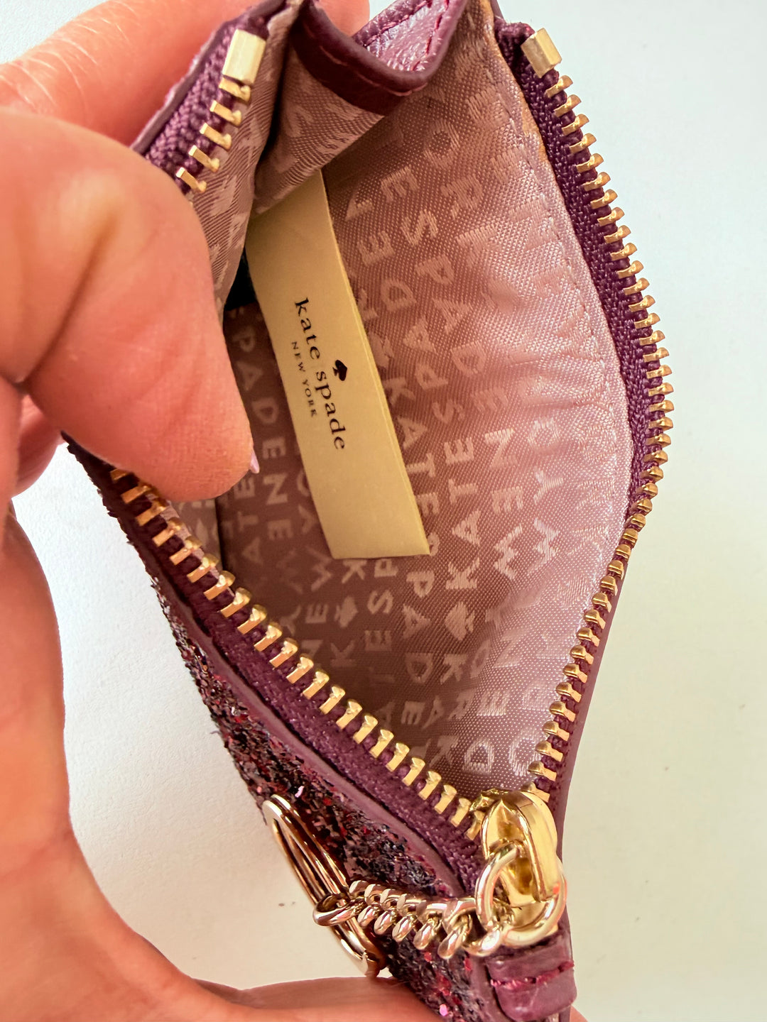 Kate Spade New York Red Glitter Keychain Laurel Way Bitsy Wallet