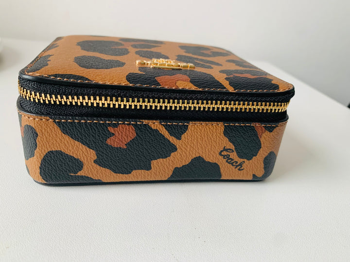 Coach Leather Cheetah Print Jewelry Box