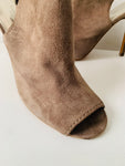 Coach Lanora Smoke Grey Suede Peep Toe Stiletto Heeled Sandal Size 7.5