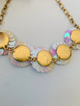 J. Crew Sequin Iridescent Flower Burst Crystal Statement Necklace in Gold Tone