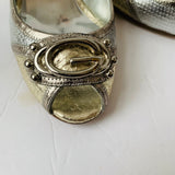 Guess by Marciano Silver/Gold Metallic Peep Toe Heels Size 8.5