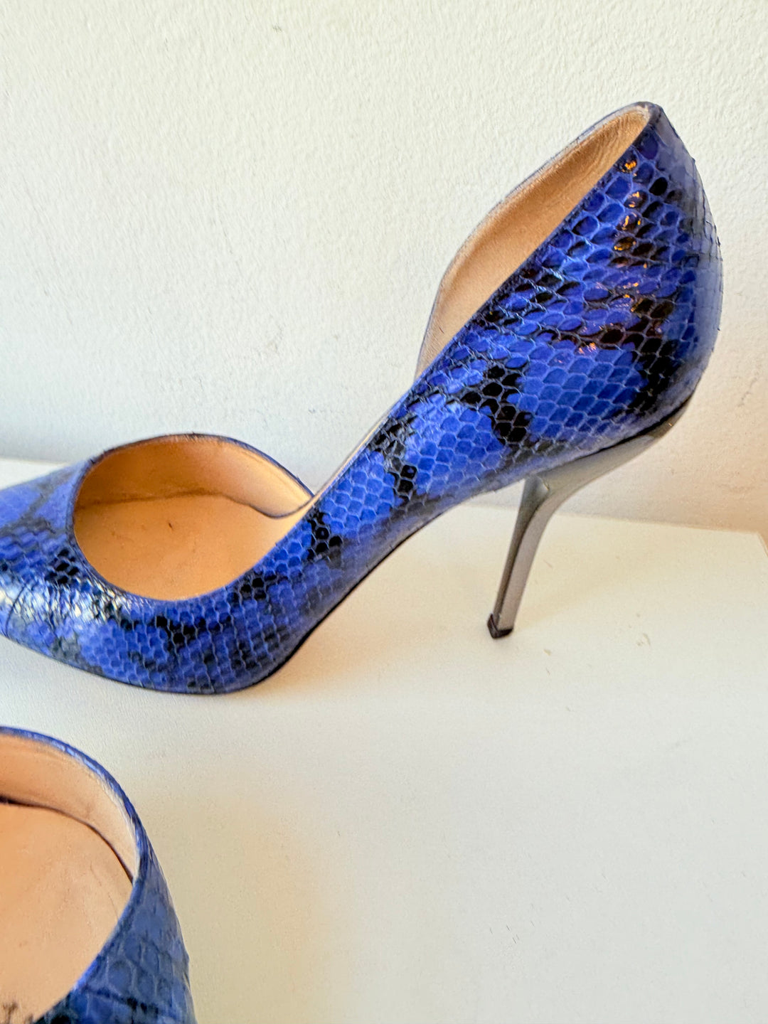 Jimmy Choo Anouk Blue Snakeskin d’Orsay Pumps Size 41 Authentic