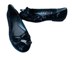 Tahari Black Sequined Spoodle Bow Ballet Flats Women’s Size 8.5 New