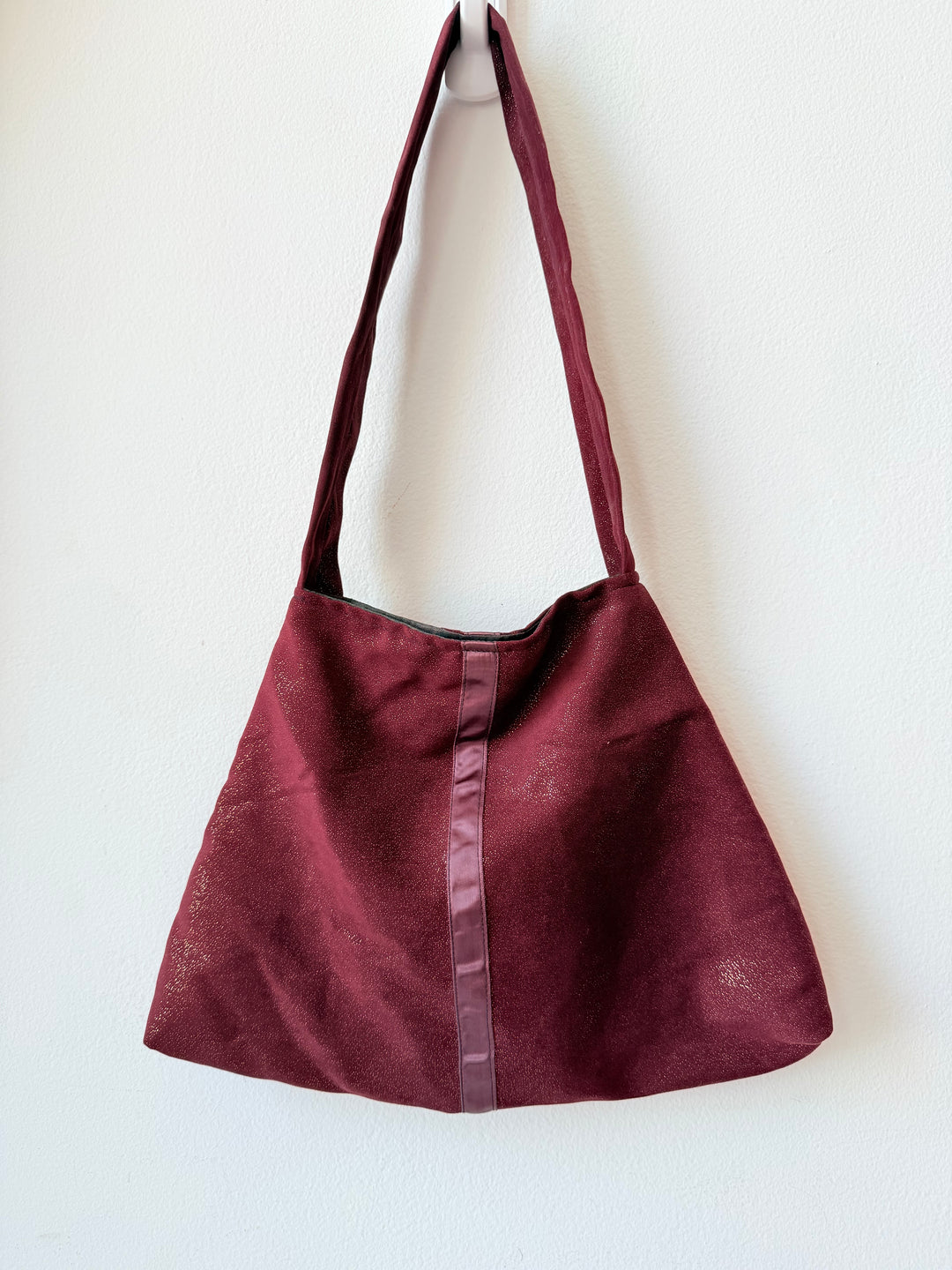 Lala Line Burgundy Gold Spec Mettalic Fabric Handbag