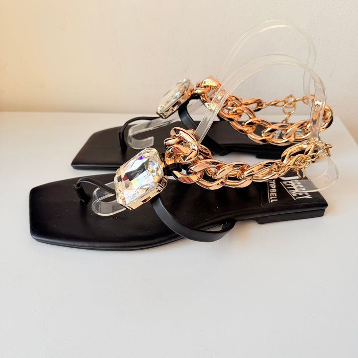 Jeffrey Campbell Ring On It Embellished Thong Chain Sandal Size 10