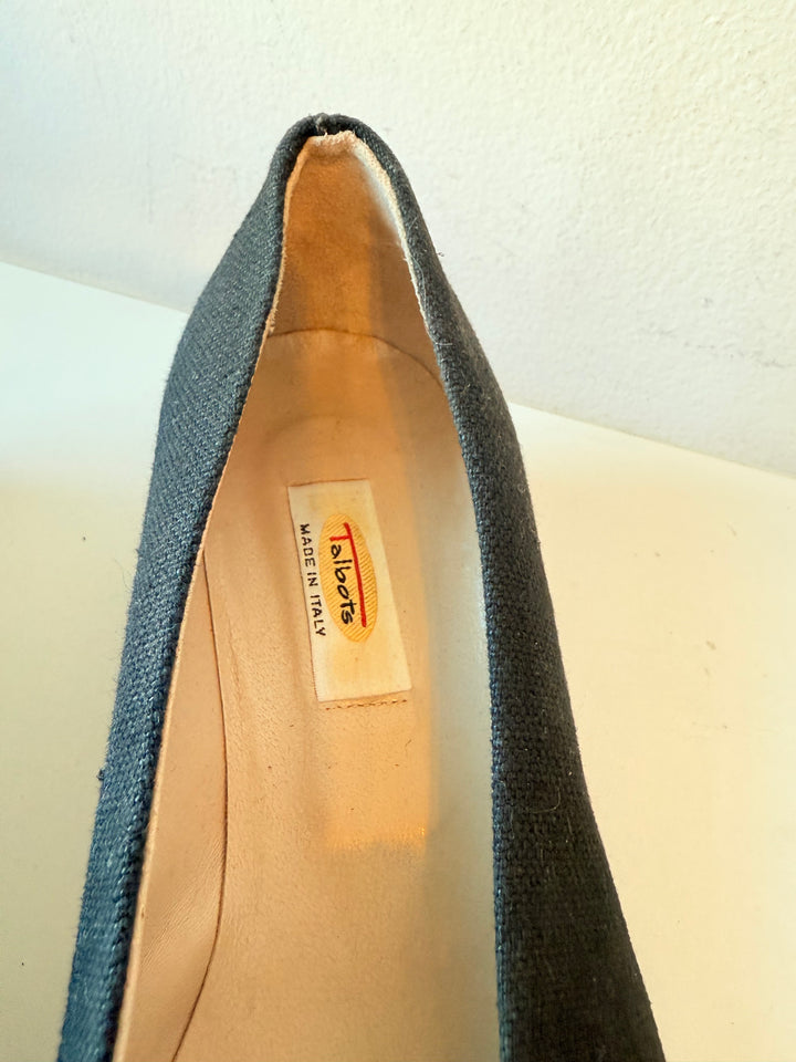 Talbots Black Woven Fabric Classic Block Heel Pump Size 9 D ( wide) New