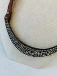 Rebel Design Leather and Stone/Crystal Bib Necklace