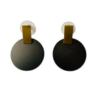 Slate Grey Gold Tone Pierced Disk Earrings