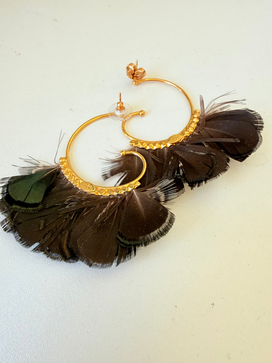 Mallard Feather Pierced Earrings 
by Gas Bijoux