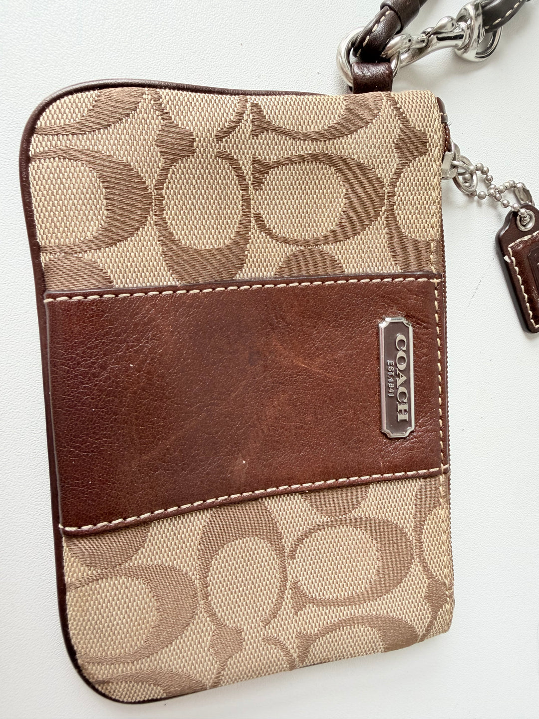 Coach Signature Small Brown Wristlet
