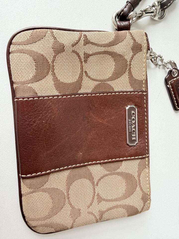 Coach Signature Small Brown Wristlet