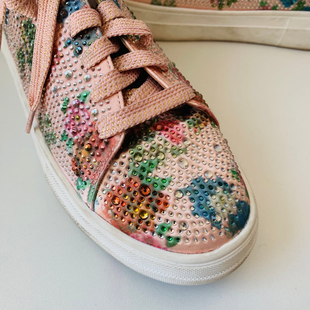 Le Shulah Floral Sparkle Sneakers Size 8.5