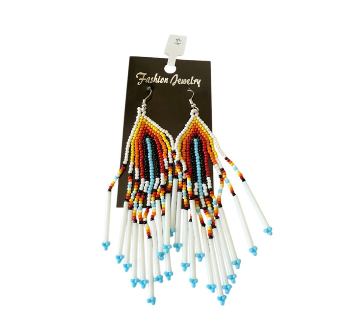 Beaded Fringe Pierced Earrings