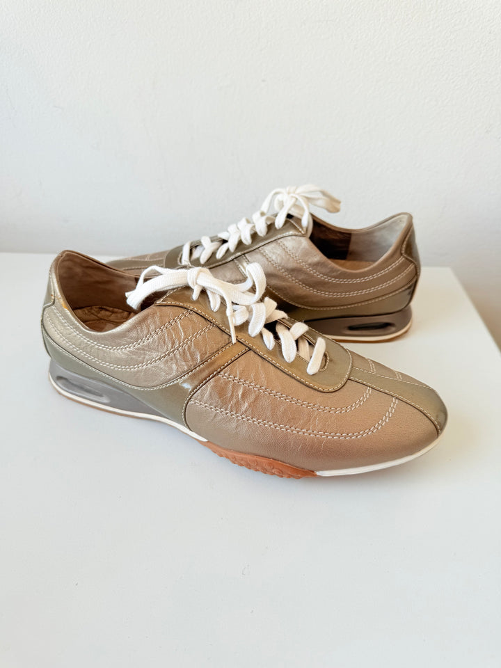 dress sneakers cole haan Cole Haan Nike Air Bria Vintage Gold Metallic Leather Oxford Sneakers – C&J Collections Chicago