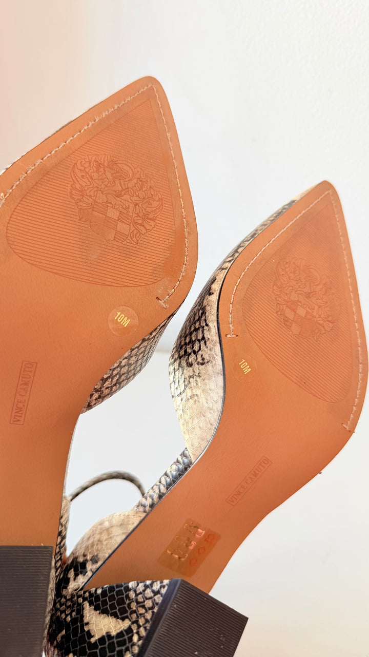 Vince Camuto Sorenn Pointed Toe Snake Pribt Pumps Size 10