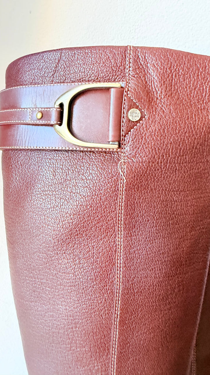 Cole Haan Nike Air Brown Leather Knee High Boots Size 9.5