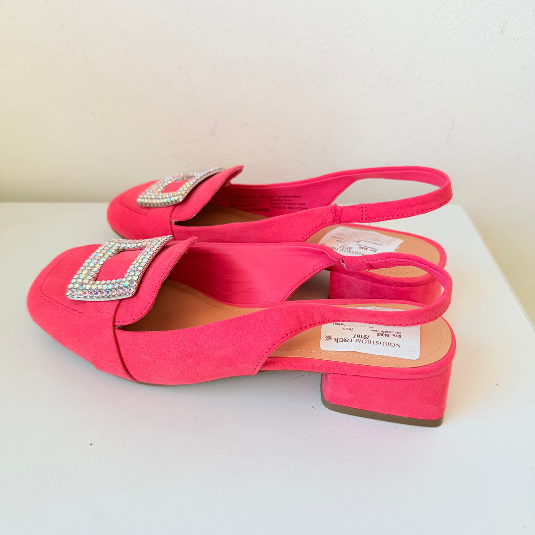 Kenneth Cole Reaction Lewis Jewel Sling Pumps In Geranium- Size 6 NWT