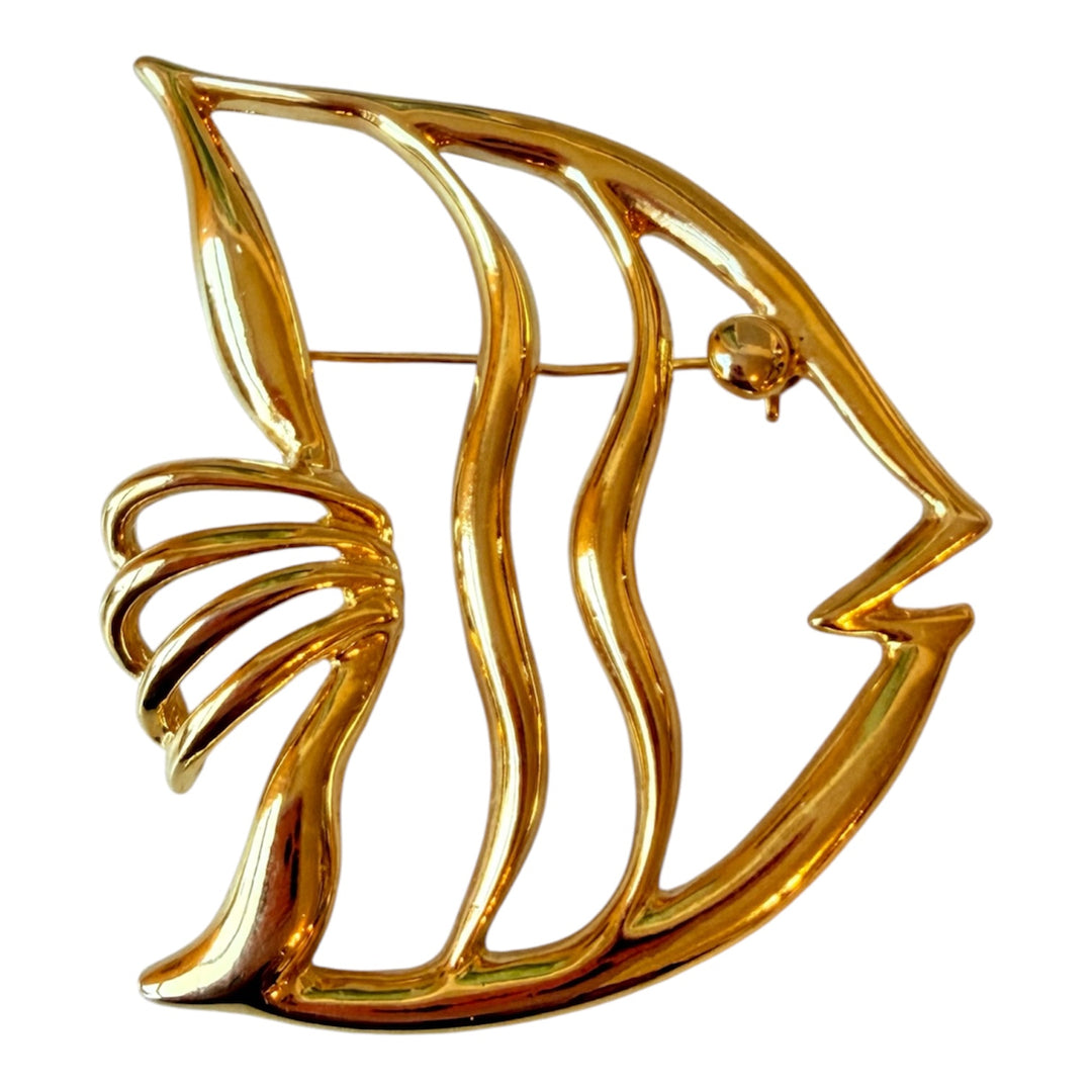 Gold Tone Fish Brooch