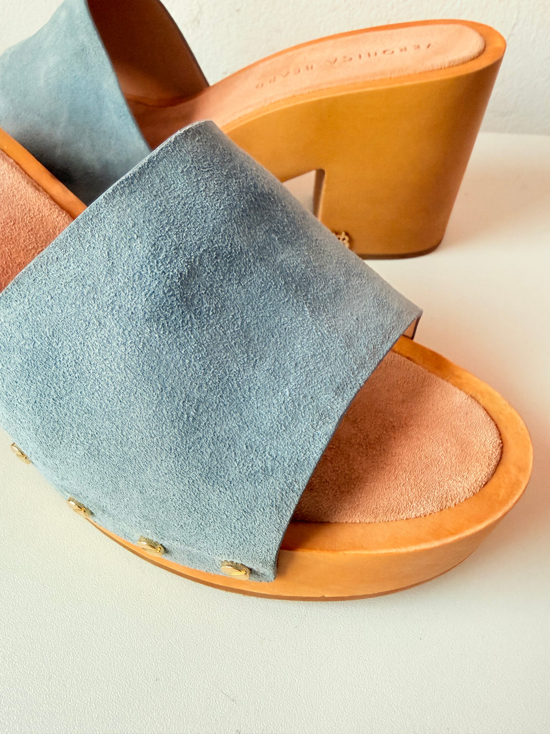 Veronica Bears Hannalee Slides/Clogs In Baby Blue Suede Size 10