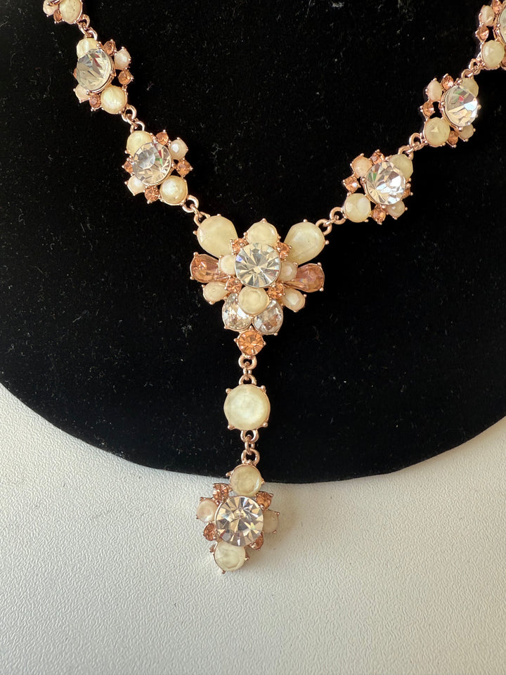 Charter Club Peach Rhinestone Statement Necklace