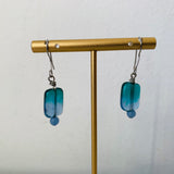 Green Blue Handmade Glass Bead Pierced Earrings