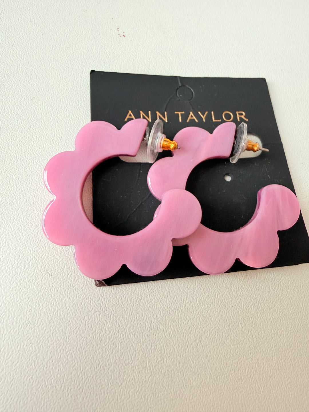 Ann Taylor Lilac Scalloped Pierced Hoop Earrings