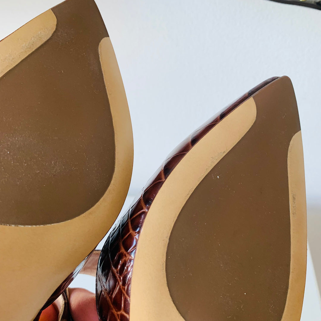 Inez New Never Worn Heeled Brown Leather Mule Size 10