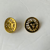 Anne Klein Vintage Gold Tone Lion Cutout Round Pierced Earrings