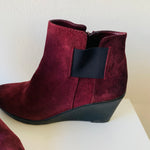 Naturalizer Laila Bordo Burgundy Suede Wedge Boot Size 10