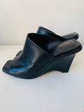 Frame Black Leather Wedge Slide/Mules Size 40