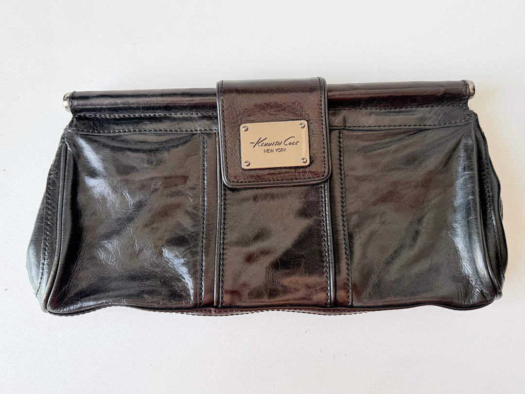 Kenneth Cole Black Shiney Leather Clutch